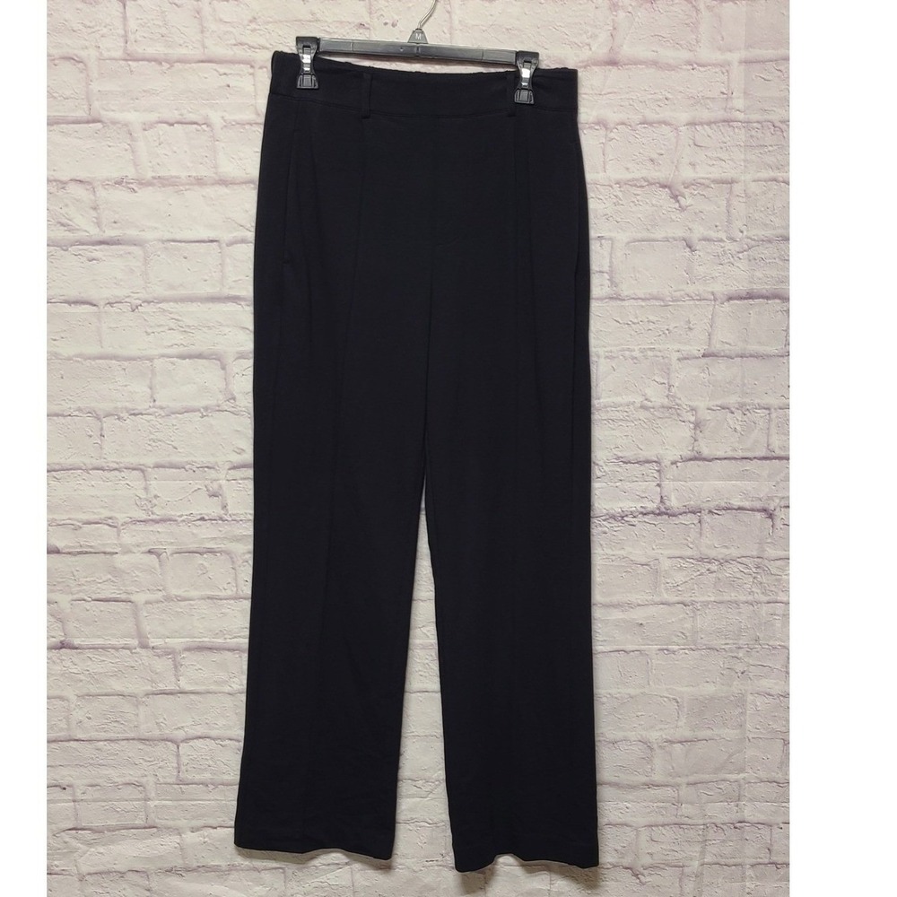 NIC+ZOE Black Onyx Straight Leg Pintuck Trousers Women's Medium NEW